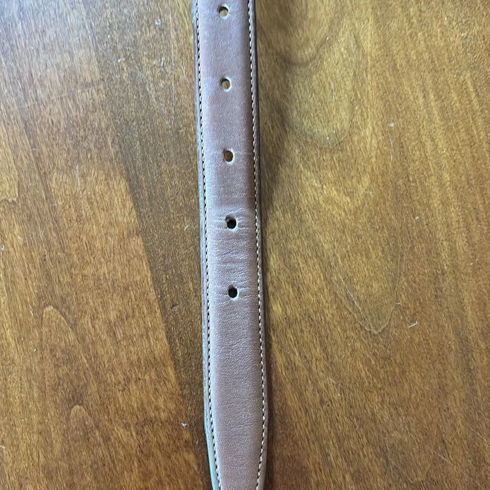 Land's End Leather Belt with Brass Buckle - Size 30